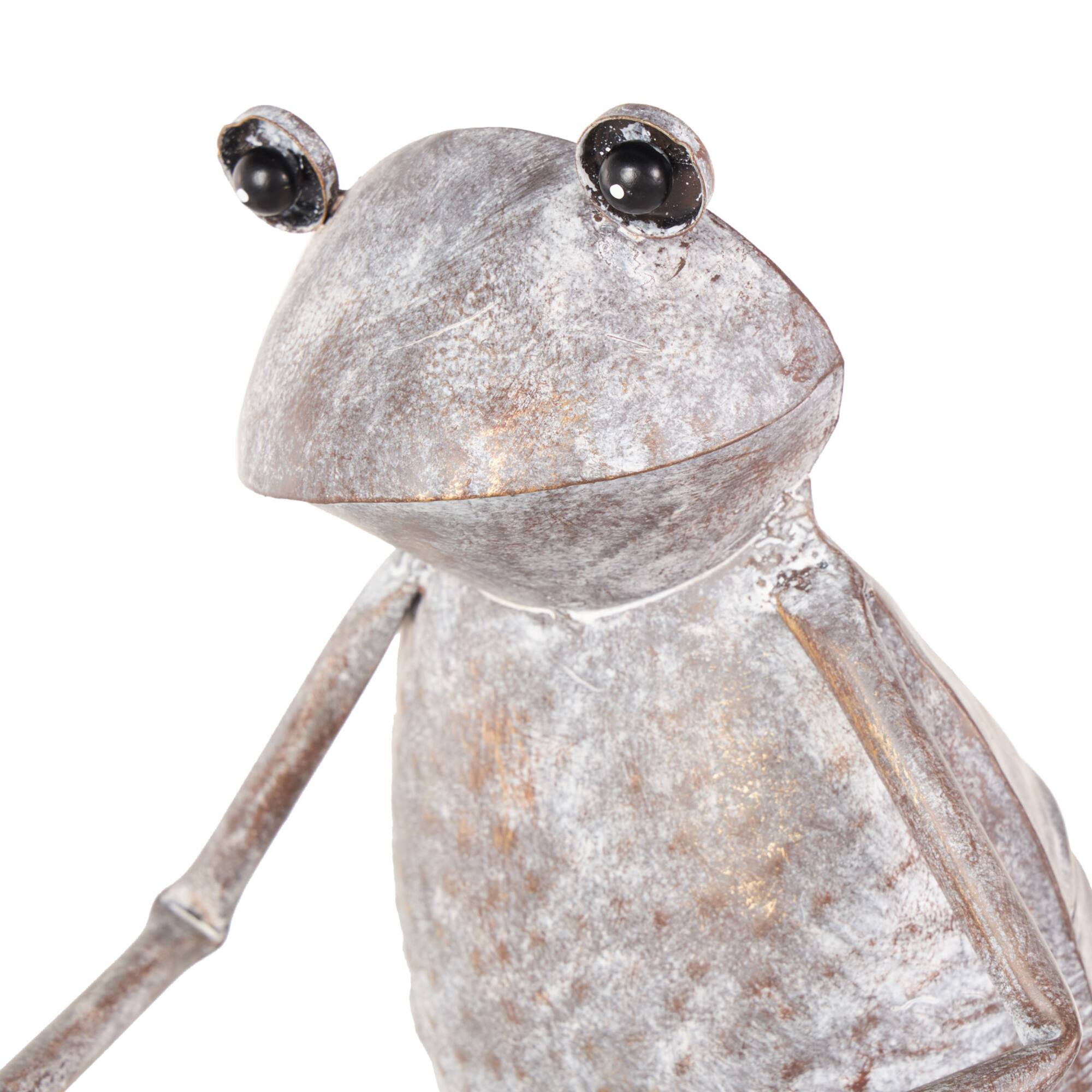 19.5" Frog on Bicycle Metal Garden Sculpture with Gold Accents